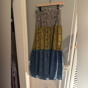 L’ATISTE Leopard Print Colorblock Long Skirt Medium